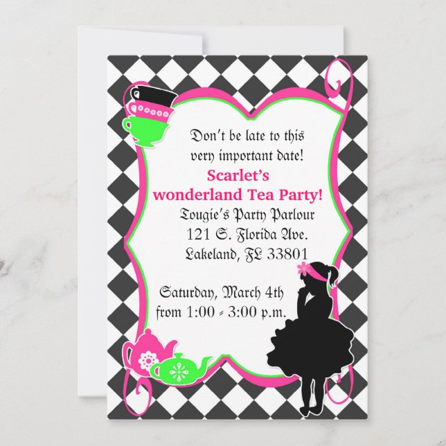 Alice's Mad Tea Party lädt ein Einladung (Vorderseite)