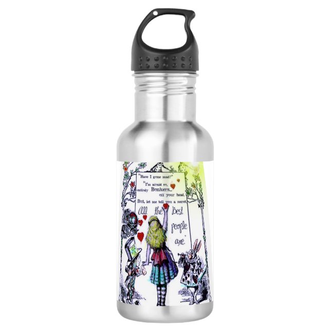 Alices Neugier Edelstahlflasche (Vorderseite)