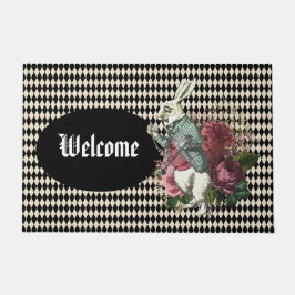 Alice's Rabbit auf Harlequin Anpassbar Fußmatte