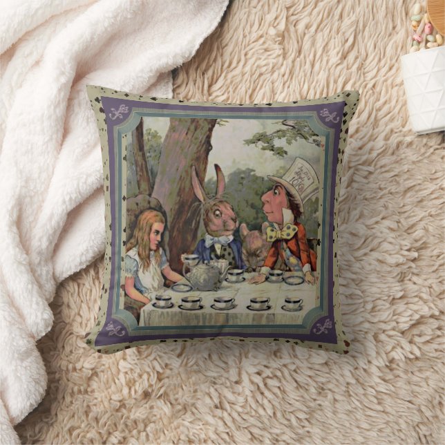 Alice's Tea Party Mad Hatter Wonderland Rahmen Kissen (Decke)