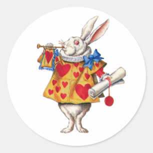 ALICE'S WEIßES KANINCHEN RUNDER AUFKLEBER