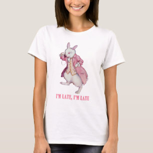 ALICES WEISSES KANINCHEN SAGT, "ich bin SPÄT, ich T-Shirt