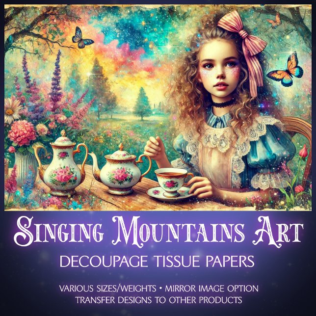 Alice's Whimsical Watercolor Tea Time Decoupage Seidenpapier (Von Creator hochgeladen)