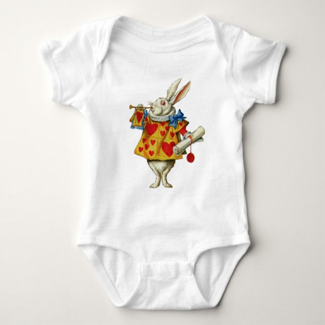 ALICE'S WHITE RABBIT BABY STRAMPLER (Vorderseite)