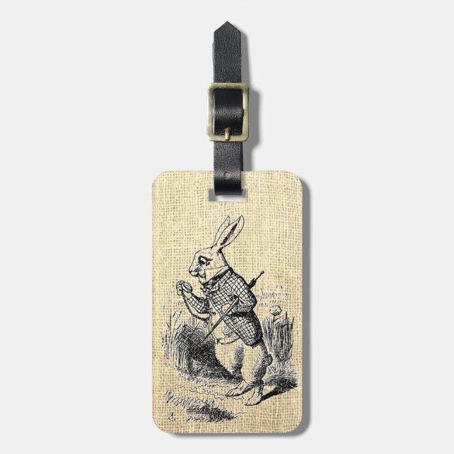 Alice's White Rabbit Illustration Luggage Tag Gepäckanhänger (Vorderseite vertikal)