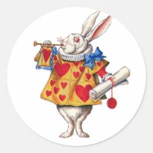 ALICE'S WHITE RABBIT IN WONDERLAND RUNDER AUFKLEBER