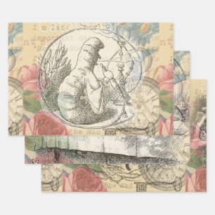 Alices Wunderland-Raupe: Original Tenniel Geschenkpapier Set