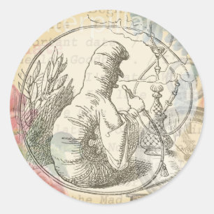 Alices Wunderland-Raupe: Original Tenniel Runder Aufkleber