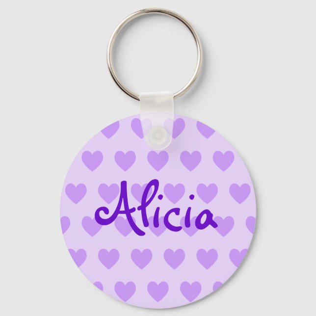 Alicia auf Lila Schlüsselanhänger (Vorderseite)