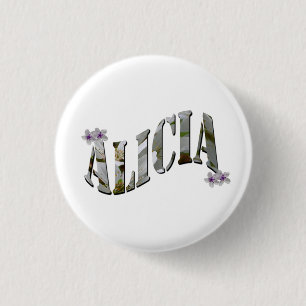 Alicia, Mädchenname aus Blüten Button