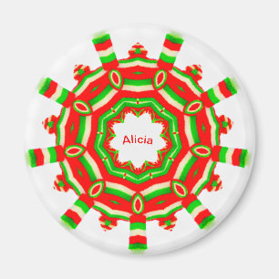 ALICIA ~ Personalisiertes Weihnachtsrad Fraktal ~ Magnet