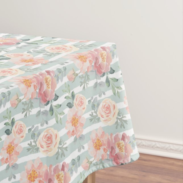 Alicia-Rosen-Streifen-Muster Tischdecke (Beispiel)