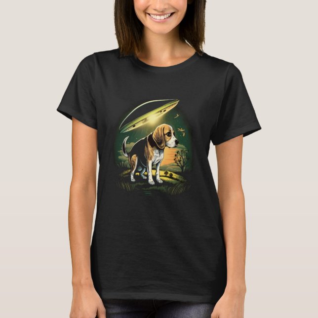 Alien Abduction Beagle UFO Spaceship Extraterrestr T-Shirt (Vorderseite)