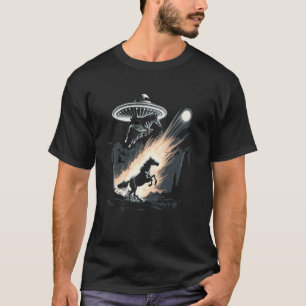 Alien Abduction Horse UFO Raumschiff Extraterrestr T-Shirt