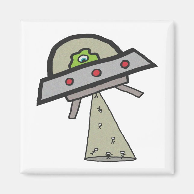 Alien Abduction UFO Flying Saucer Magnet (Vorne)