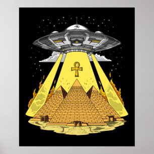 Alien-Abduktions-ägyptische Pyramiden altes UFO Poster