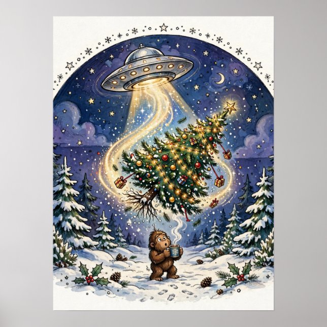 Alien-Abduktions-Weihnachtsbaum-Plakat Poster (Vorne)