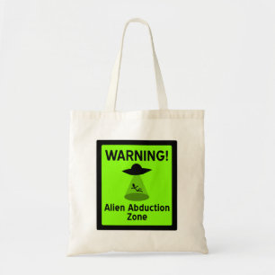 Alien Abduktionszone Warnzeichen (grün) Tragetasche