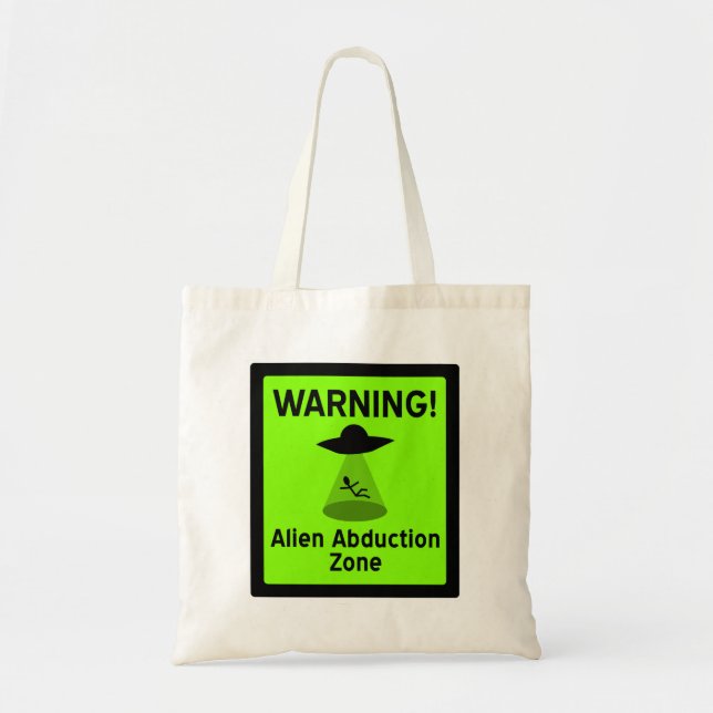 Alien Abduktionszone Warnzeichen (grün) Tragetasche (Vorne)