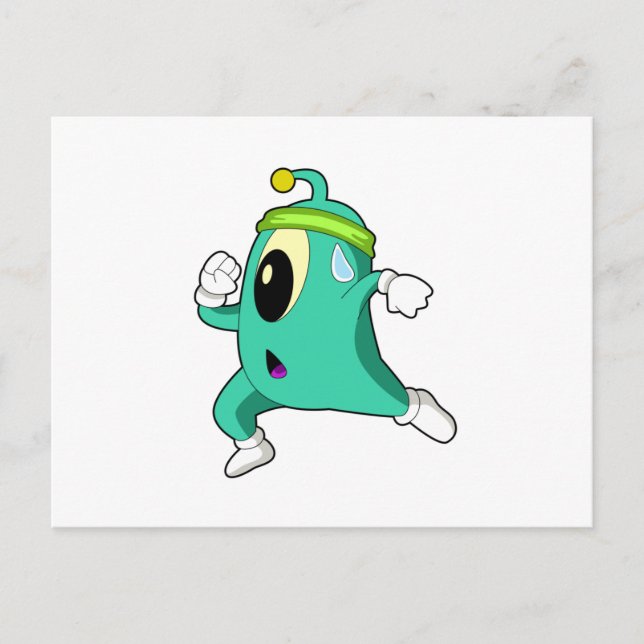 Alien als Läufer Postkarte (Vorderseite)