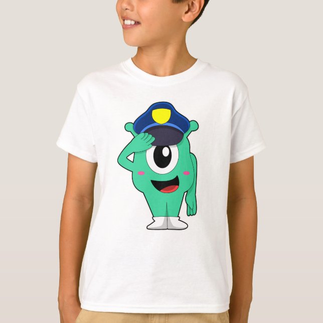 Alien als Polizeibeamter T-Shirt (Vorderseite)