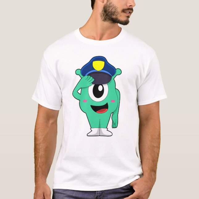 Alien als Polizeibeamter T-Shirt (Vorderseite)