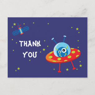 Alien amusant ufvaisseau garçons merci carte posta