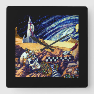 Alien Archäologie Quadratische Wanduhr