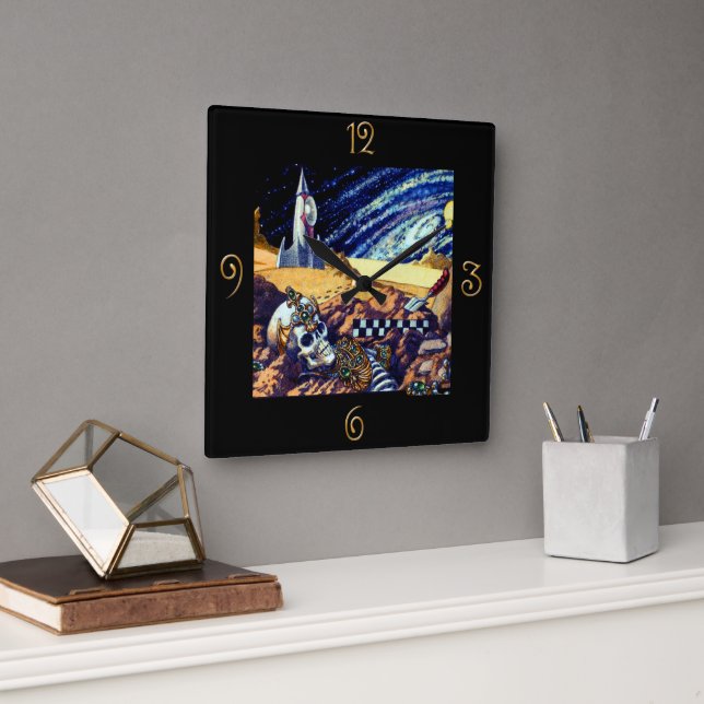 Alien Archäologie Quadratische Wanduhr (Büro)