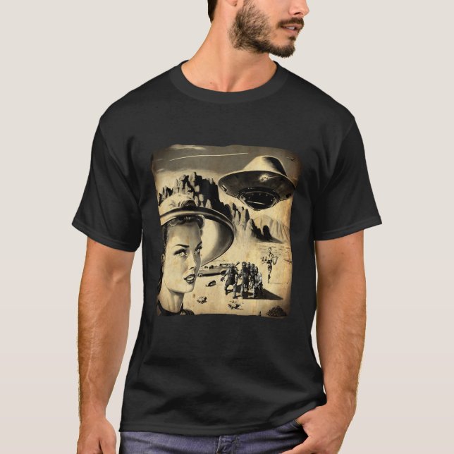Alien Area 51 Zombie Nevada Desert Cool Retro Grap T-Shirt (Vorderseite)