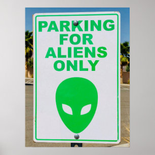 Alien Art Parking nur für Außerirdische mit Typogr Poster