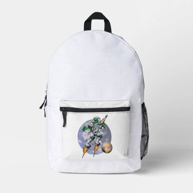 Alien Astronaut Bedruckter Rucksack (Vorderseite)