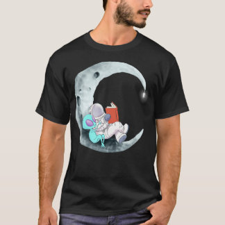 Alien Astronaut liest Bücher im Weltraum T-Shirt