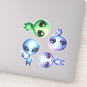Alien-Aufkleber - Set von vier Aufkleber