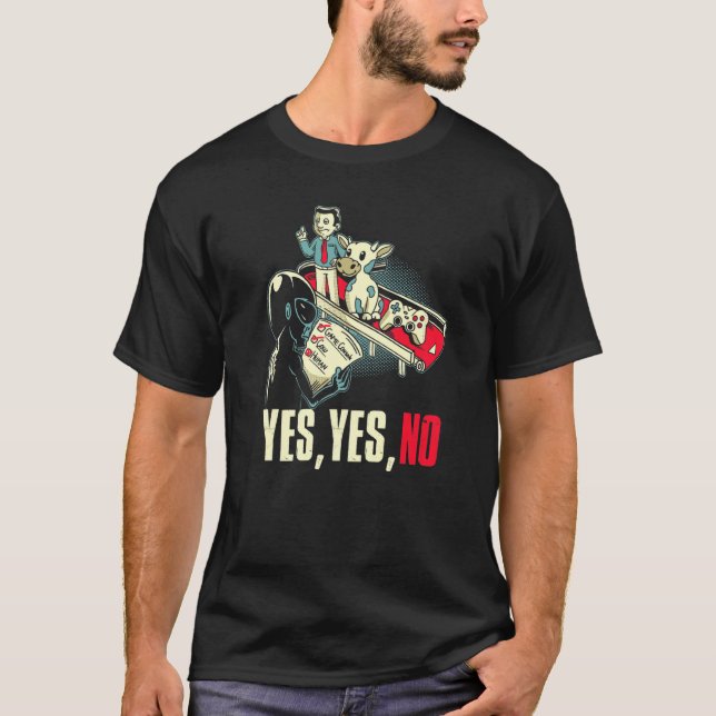 Alien-Auswahl-Kuh-Computerspiel-Controller Ja Huma T-Shirt (Vorderseite)