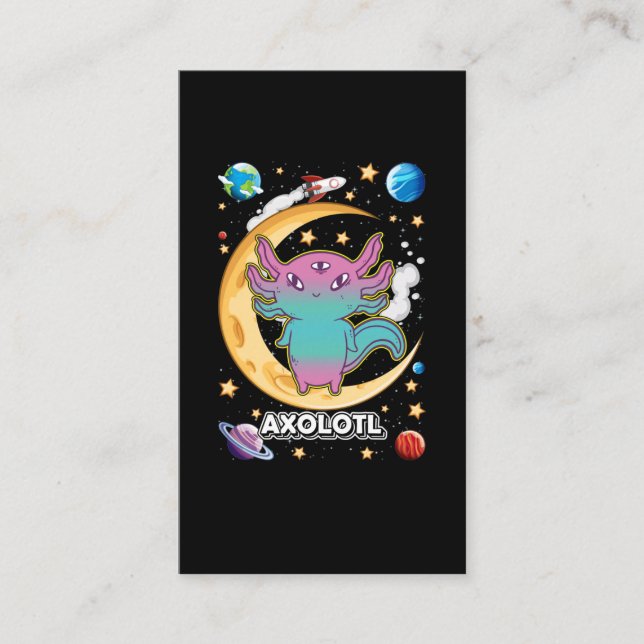 Alien Axolotl Pastel Goth Space Crescent Visitenkarte (Vorderseite)