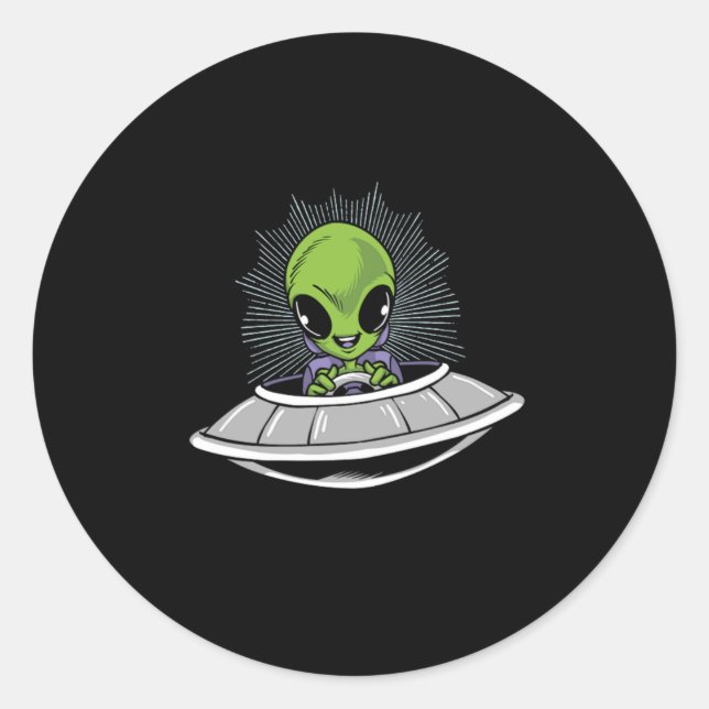 Alien Baby Flying Saucer UFO Glaube Außerirdischen Runder Aufkleber (Vorderseite)