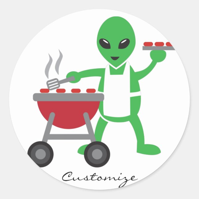 Alien Barbecue Cookout Thunder_Cove Runder Aufkleber (Vorderseite)