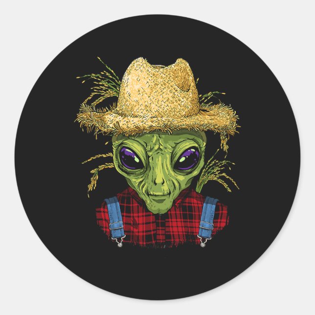 Alien Bauer UFO Alien Weltraum Lover 46 Runder Aufkleber (Vorderseite)