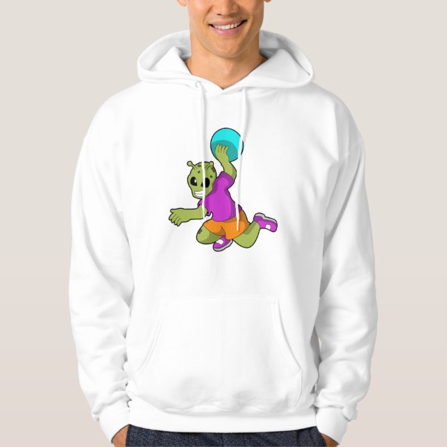 Alien beim Handballspieler mit Handball Hoodie (Vorderseite)