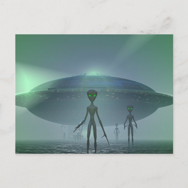 Alien Besucher Postkarte (Vorderseite)