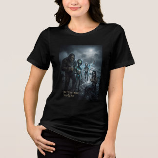 Alien Bigfoot Strand Kaffee Crew Tri-Blend Shirt