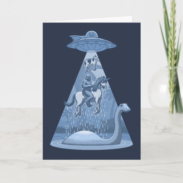 Alien, Bigfoot, Unicorn, Nessie Karte (Vorderseite)