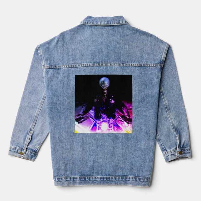 Alien Biker (Dreamy-Version) Tri-Blend-Shirt Jeansjacke (Rückseite)