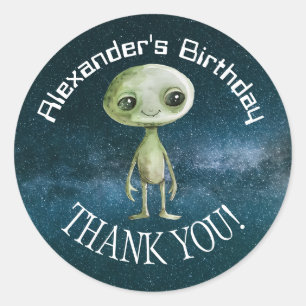 Alien Birthday Party Sticker