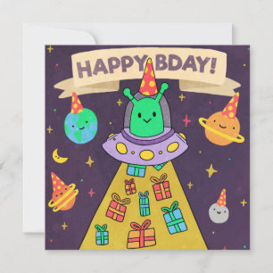 Alien Bonne carte de vacances d'anniversaire