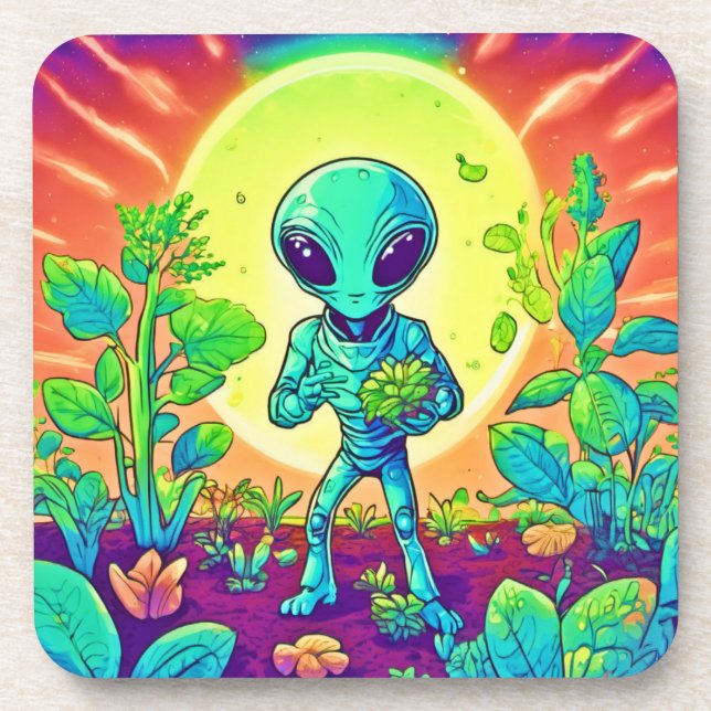 Alien Botanist: Pflanze antreiben Getränkeuntersetzer (Vorderseite)