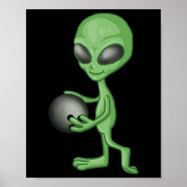 Alien Bowling Funny Bowler Poster (Vorne)