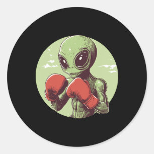 Alien Boxer ist bereit, in Handschuhen zu kämpfen Runder Aufkleber