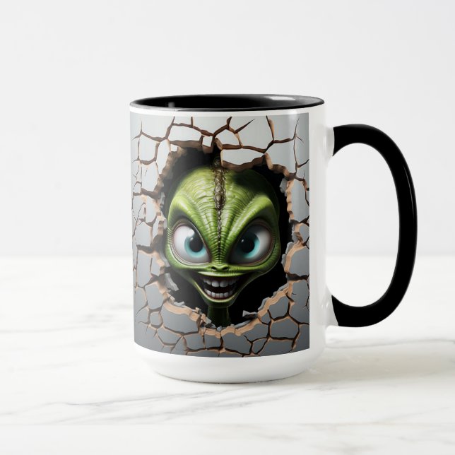 Alien bricht durch die Mauer Tasse (Rechts)